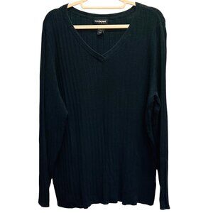 Lane Bryant Womens V-Neck Black Sweater Size 22/24W Cotton & Polyester